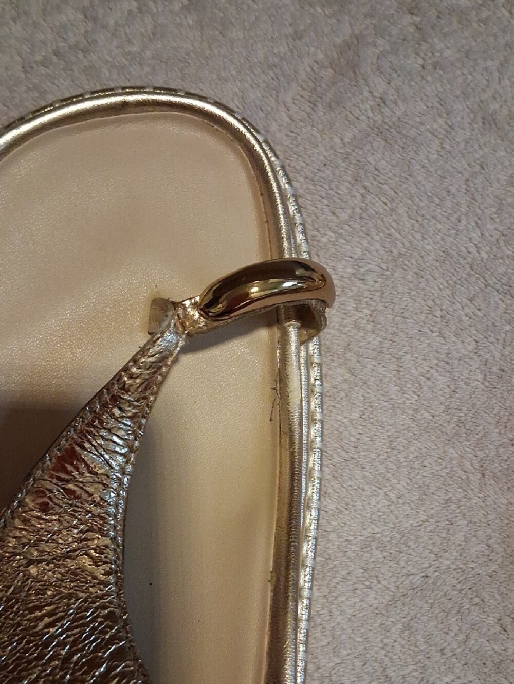 Dolce Vita Metallic Gold Thong Sandals with Ankle Strap - Picture 8 of 9